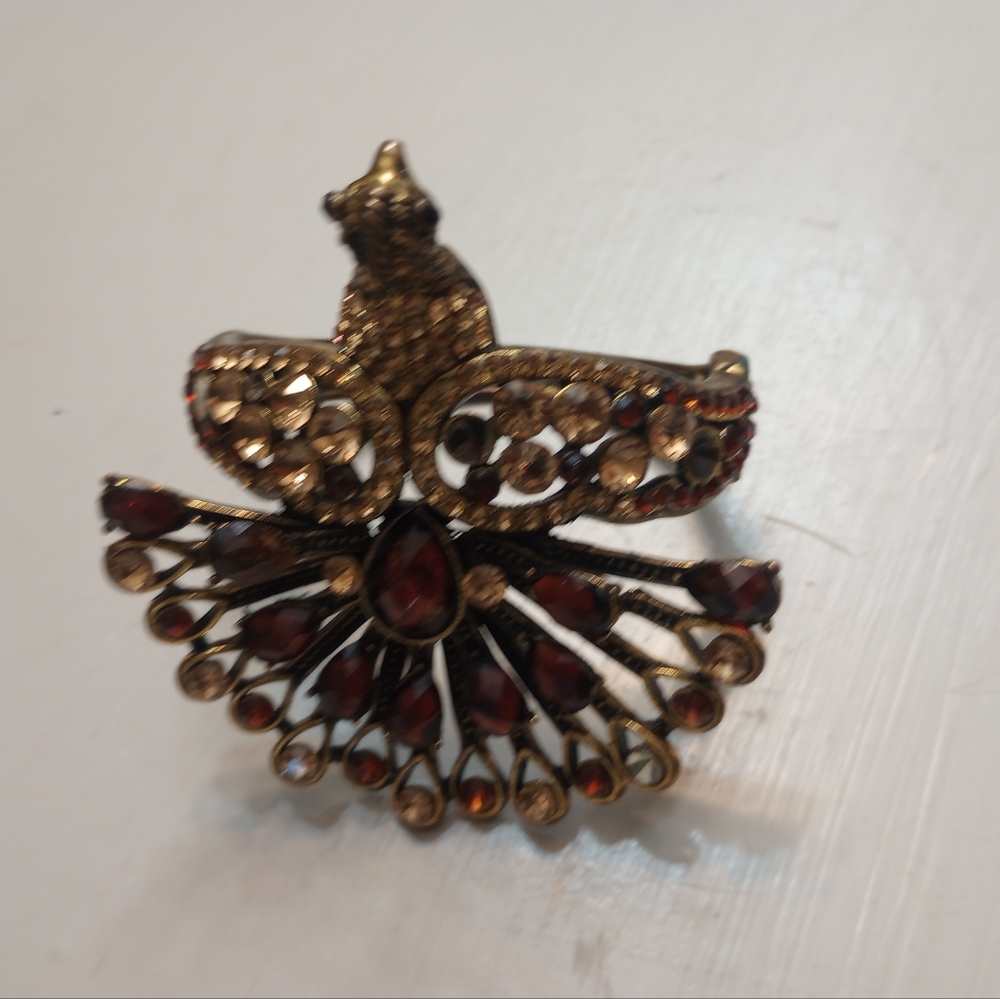 Vintage Rhinestone Bangle Cuff Peacock Bracelet